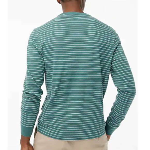 J CREW MEN'S Striped Long-Sleeve Cotton Jersey Tee - Picture 2 of 3